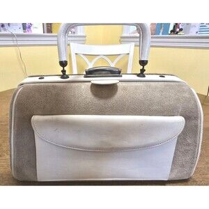 Vintage TANO OF MADRID Beige Bag White Handle Handbag Made in Spain Need TLC HTF